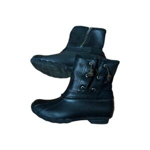 Sperry Women’s Black Zip Up Leather Duck Boots